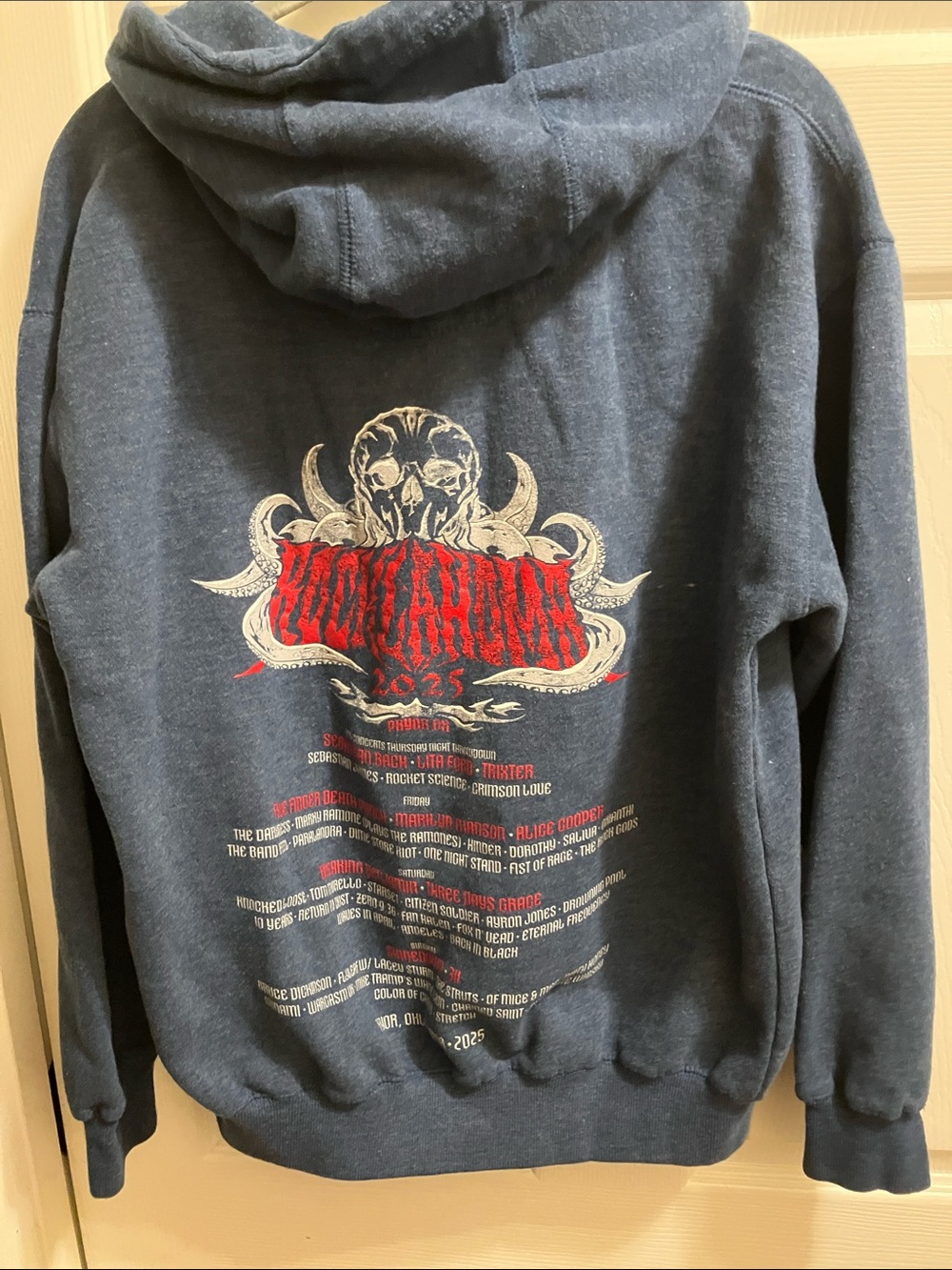 Black Graphic Hooded Sweatshirt with Red Back Artwork